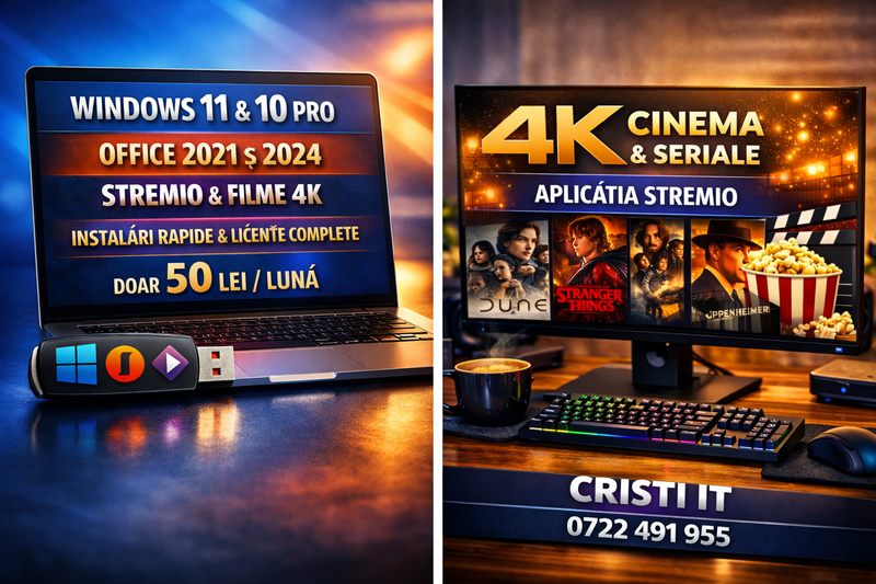 Instalare Windows 11*10 Licenta, Drivere, Office 2024 imprimanta si jocuri