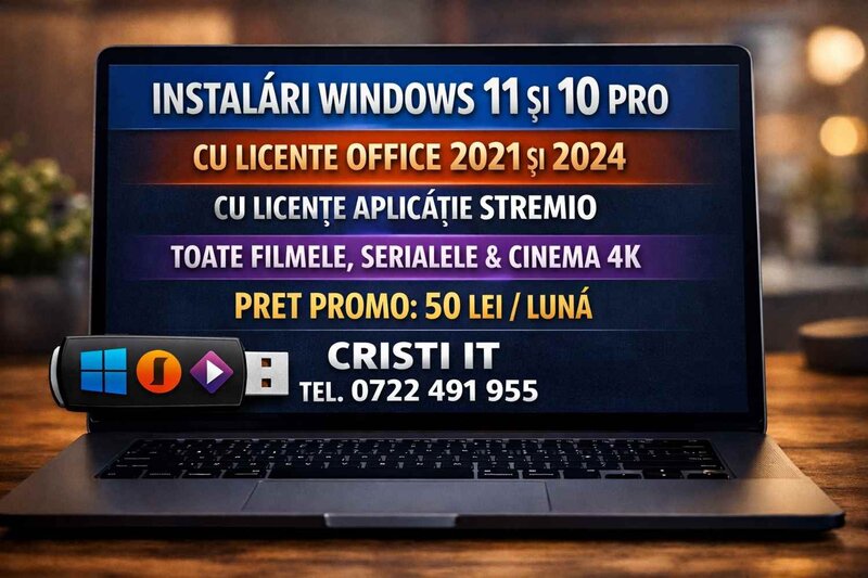 Instalare Windows 11*10 Licenta, Drivere, Office 2024 imprimanta si jocuri