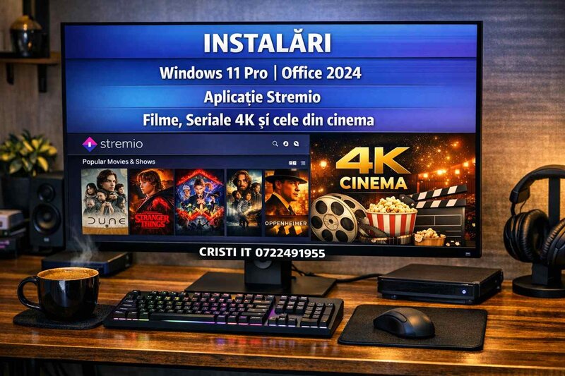 Instalare Windows 11*10 Licenta, Drivere, Office 2024 imprimanta si jocuri